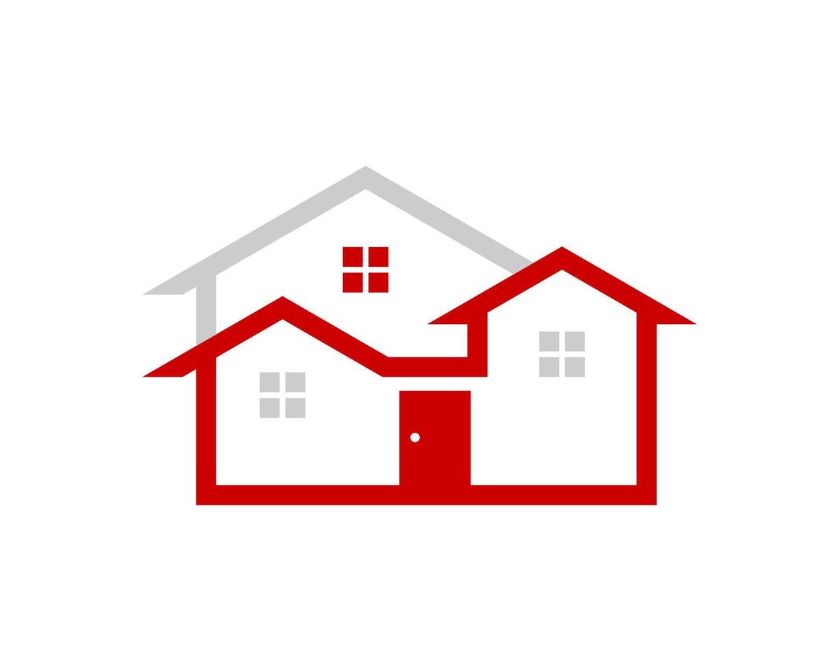modernes Immobilienhaus in roten und silbernen Farben vektor