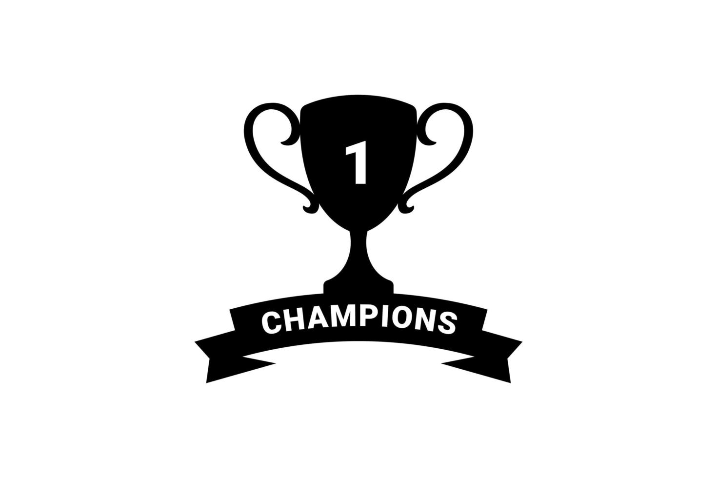 bestes Vektordesign für die Champions-Cup-Trophäe. Pokalsieger-Trophäe mit Banddesign vektor