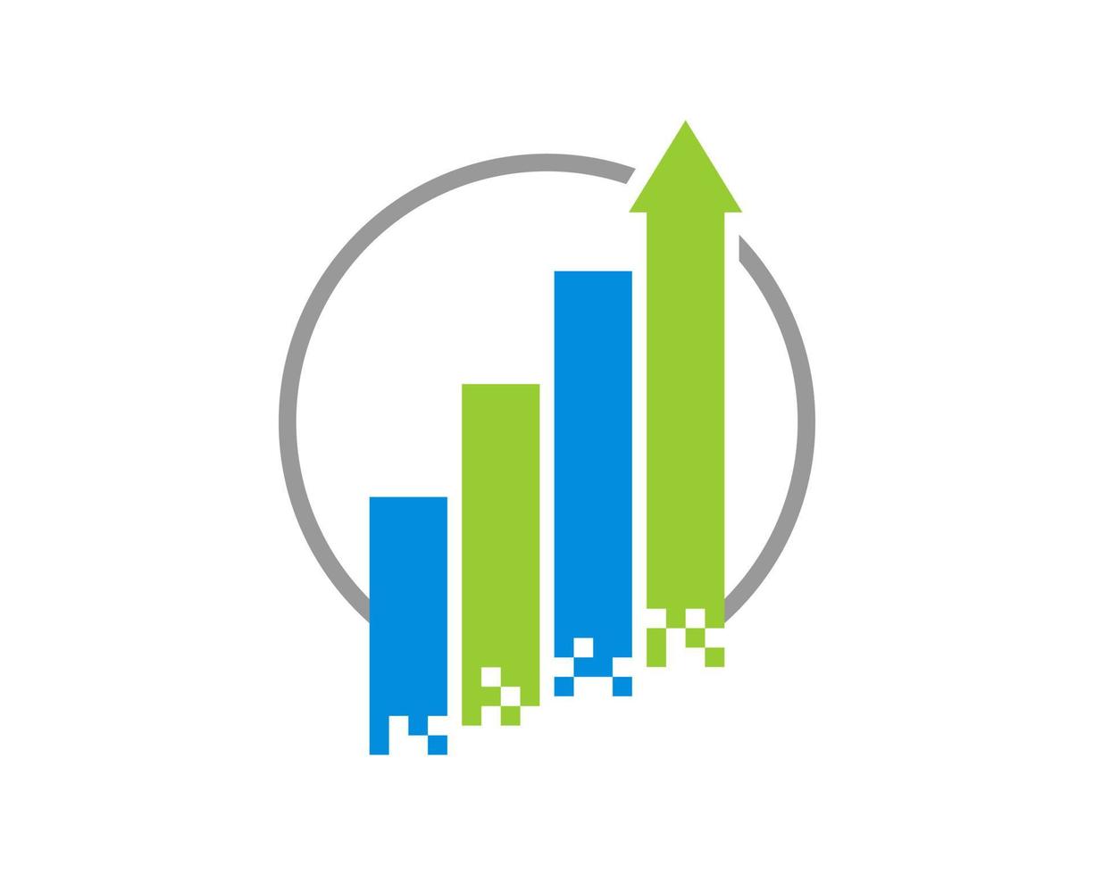 Diagramm mit Pfeil nach oben im Kreis vektor
