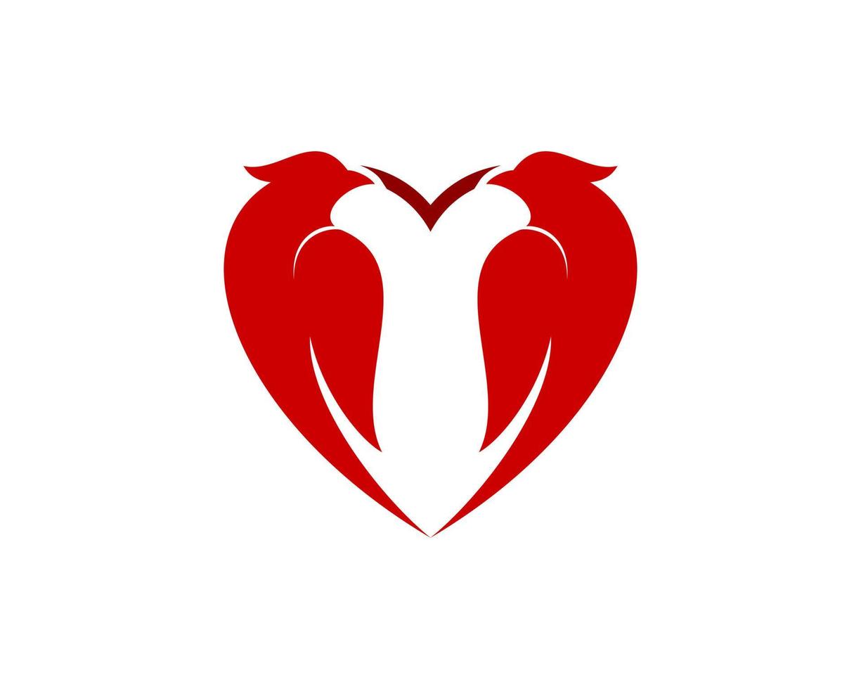 röd fågel par som kärlek form vektor