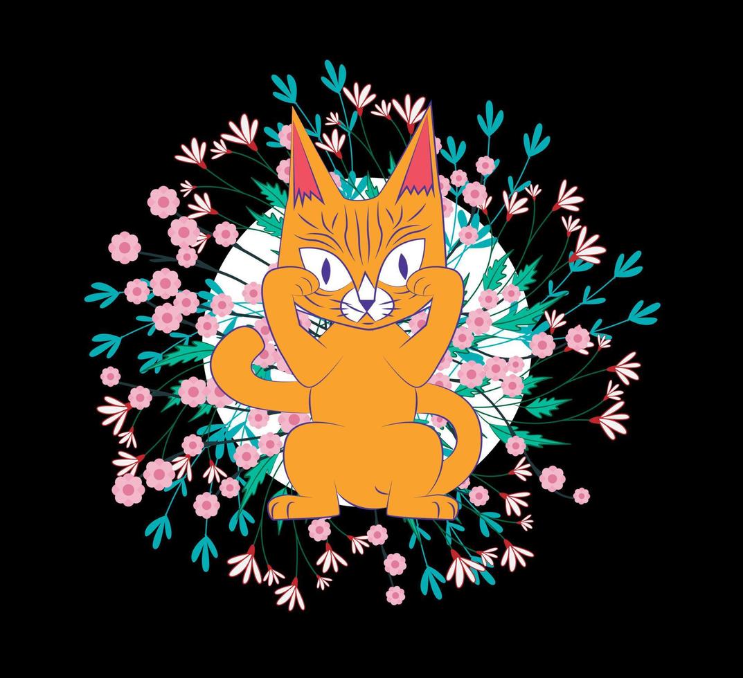 katt illustration design för sukajan är elak japansk traditionell tyg eller t-shirt med digitala handritade broderier kvinnor t-shirts sommar casual kortärmad hip hop t-shirt streetwear vektor