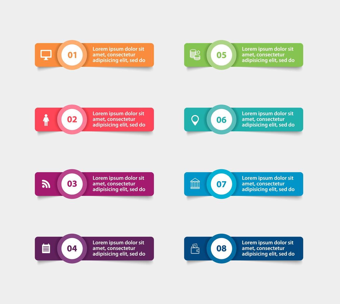 vektor pappersklistermärken och etiketter med realistiska skuggor för infographic