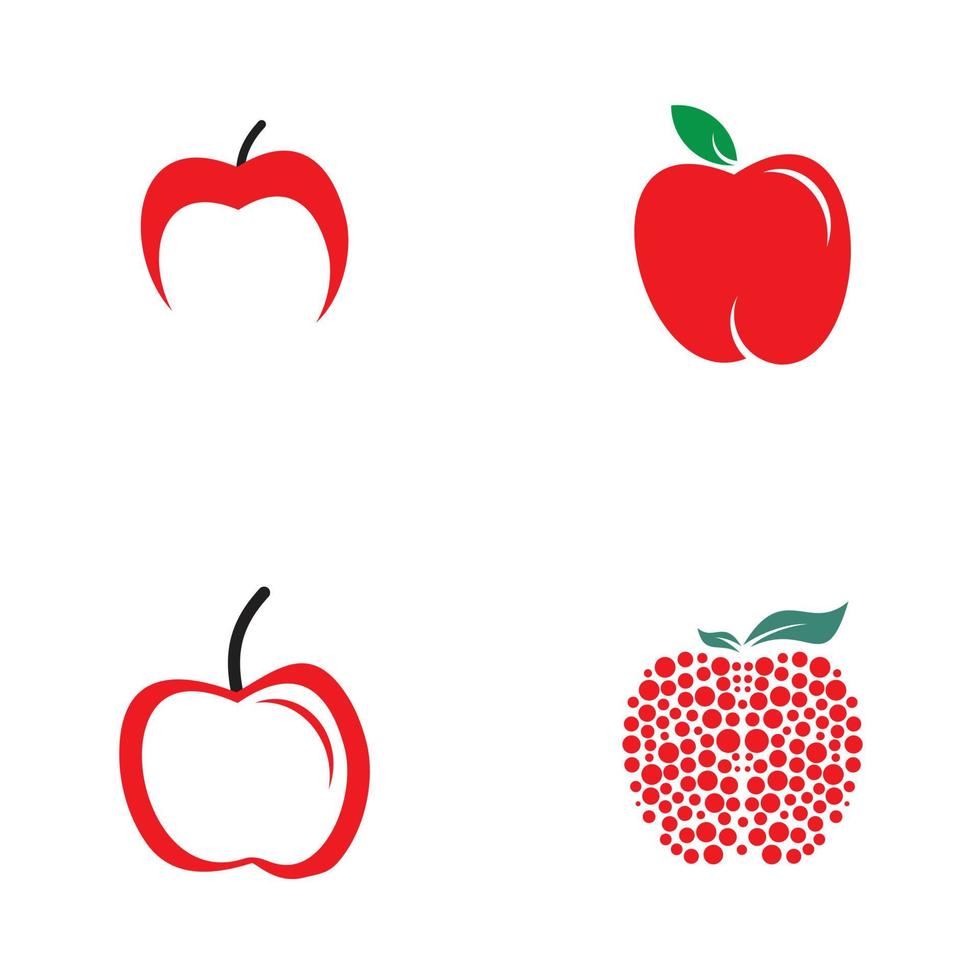 äpple frukt ikon logotyp set design vektor