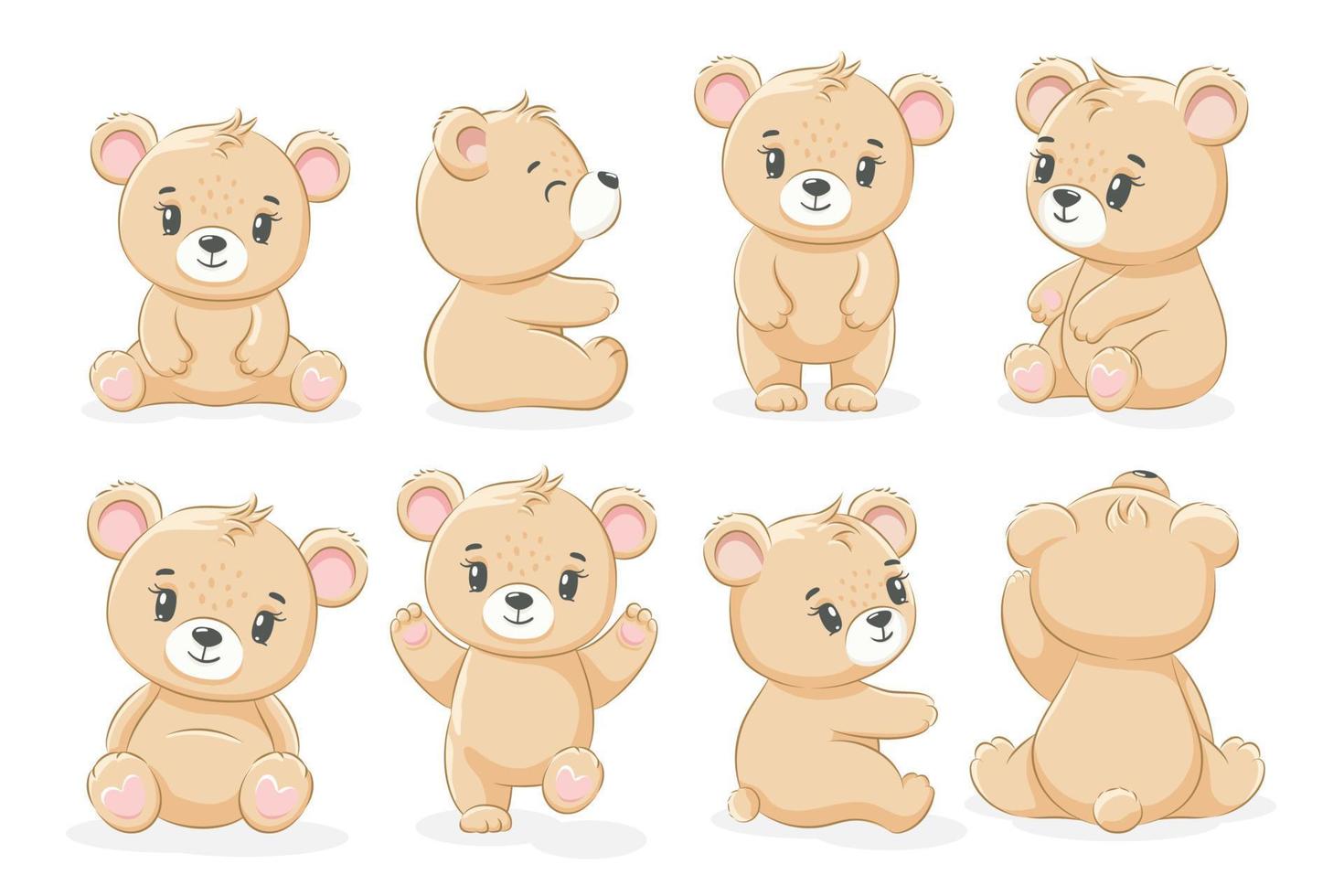 eine Sammlung süßer Teddybären. Vektor-Illustration einer Karikatur. vektor