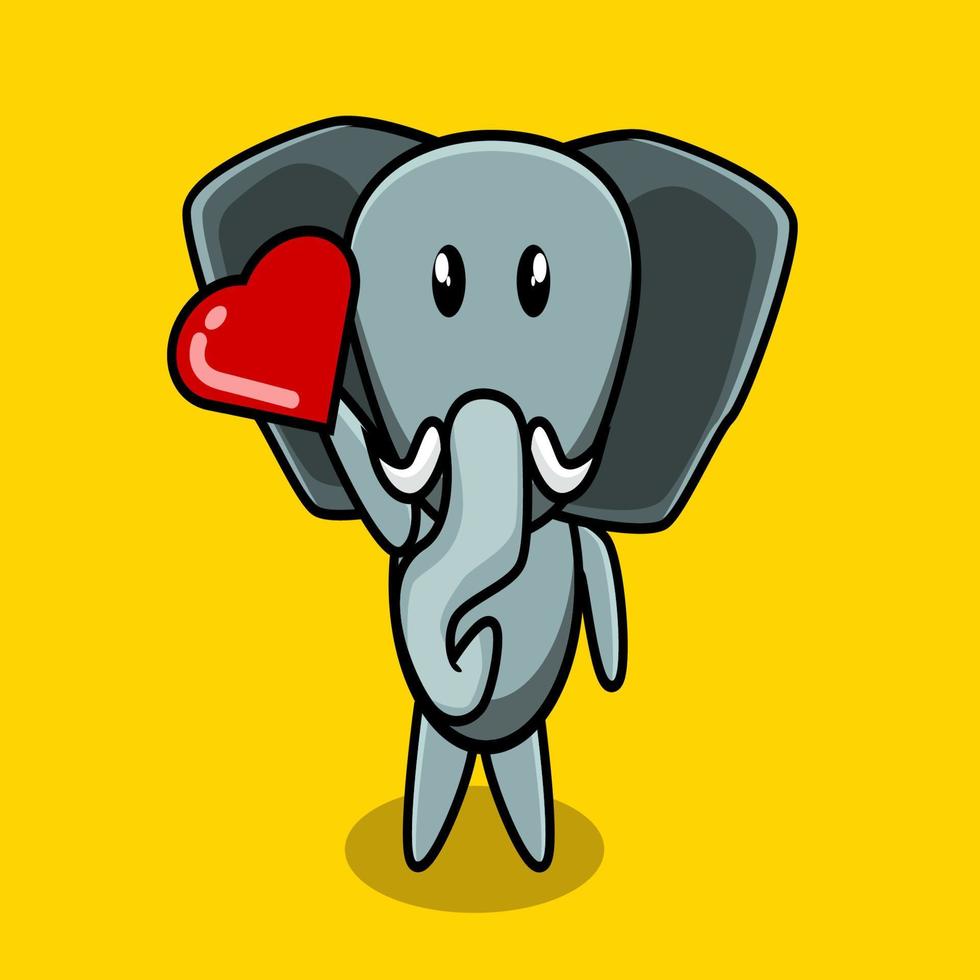 elefant söt karaktär med hjärta vektor