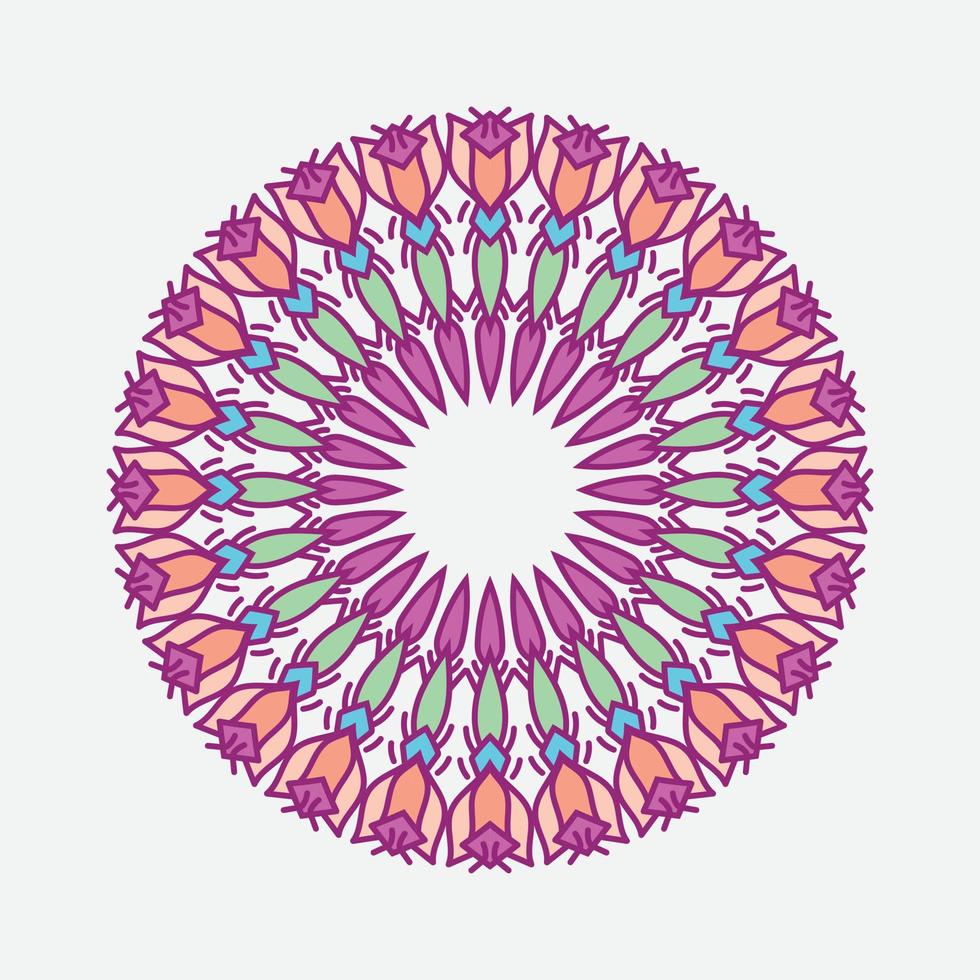 vektorgrafik av etnisk mandala vektorkonst - mönster, med handritad blommig doodle form prydnad i ljusa färger. passar för omslag, tyg och keramiska motiv, tryck på kläder. vektor