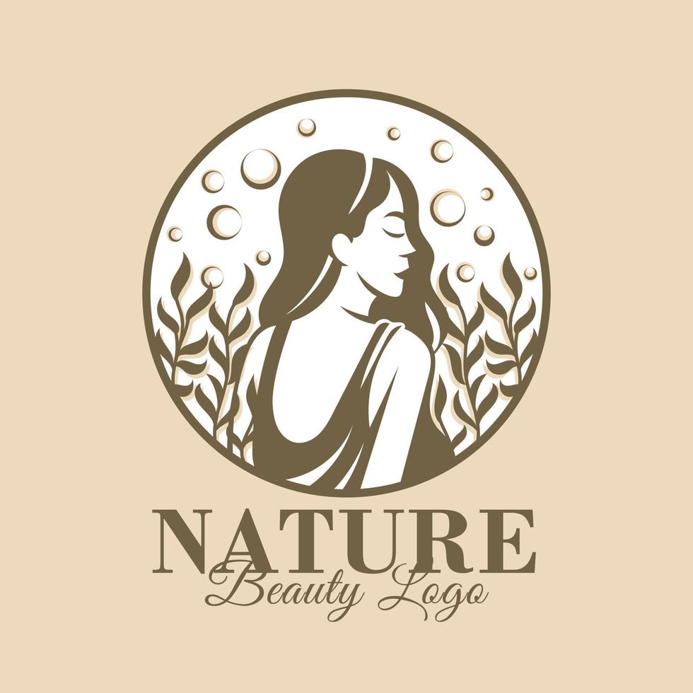 naturlig kvinna skönhet logotyp mall premium vektor