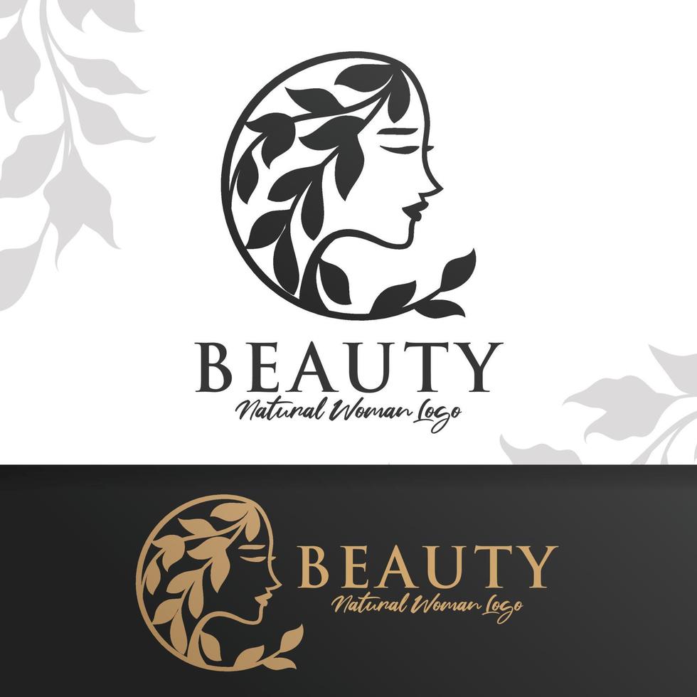 kvinna naturlig skönhet logotyp mall premium vektor