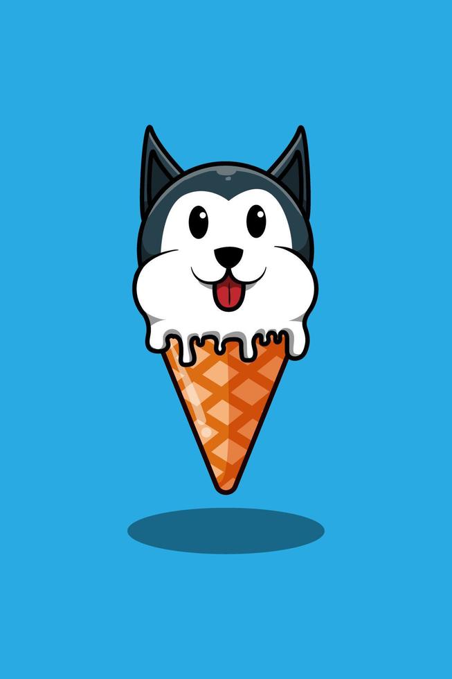 Hund mit Eis-Cartoon-Illustration vektor