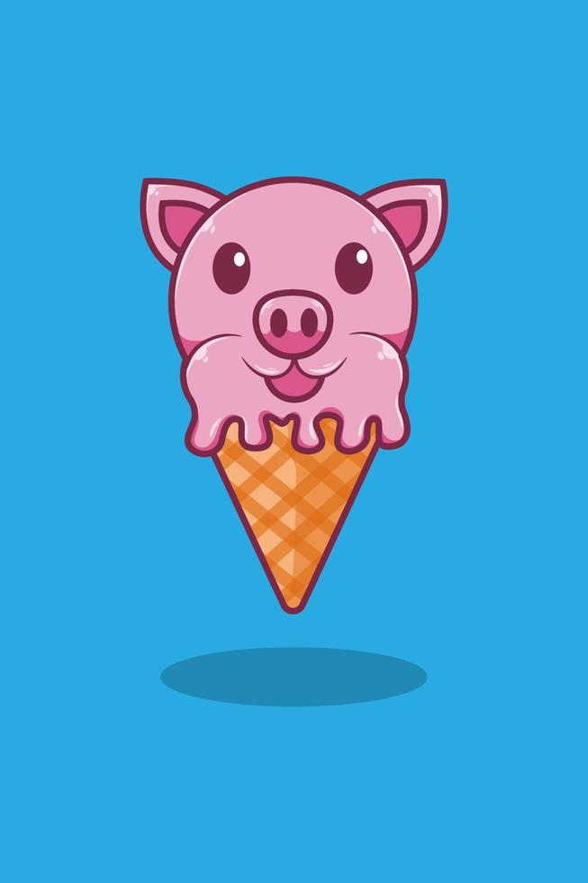 gris med glass tecknad illustration vektor