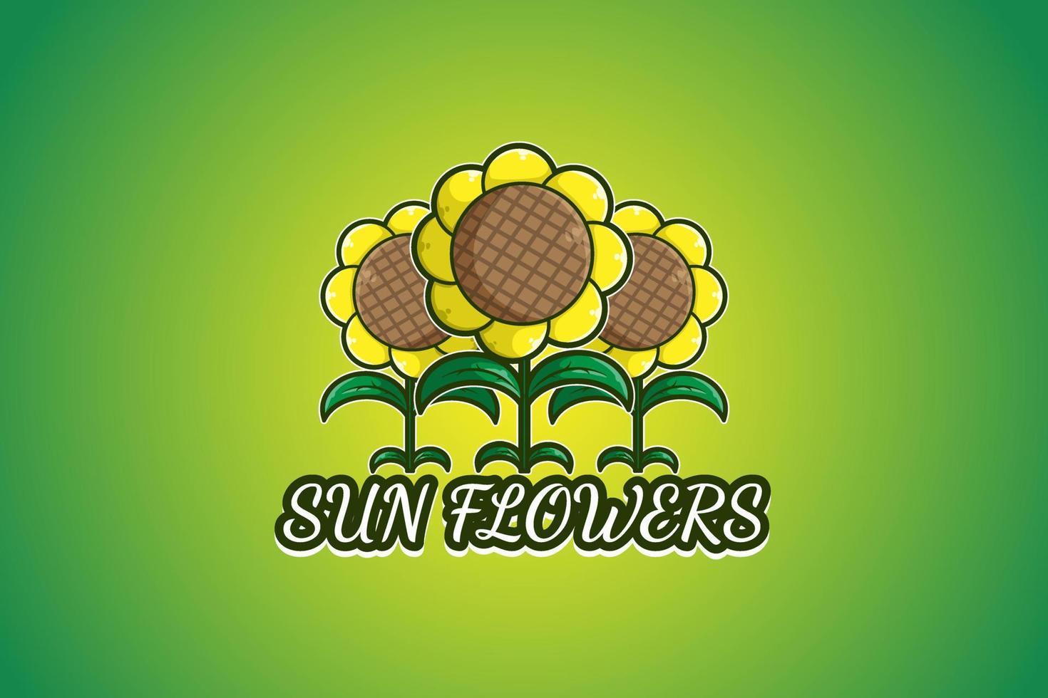 drei blumen logo cartoon illustration vektor