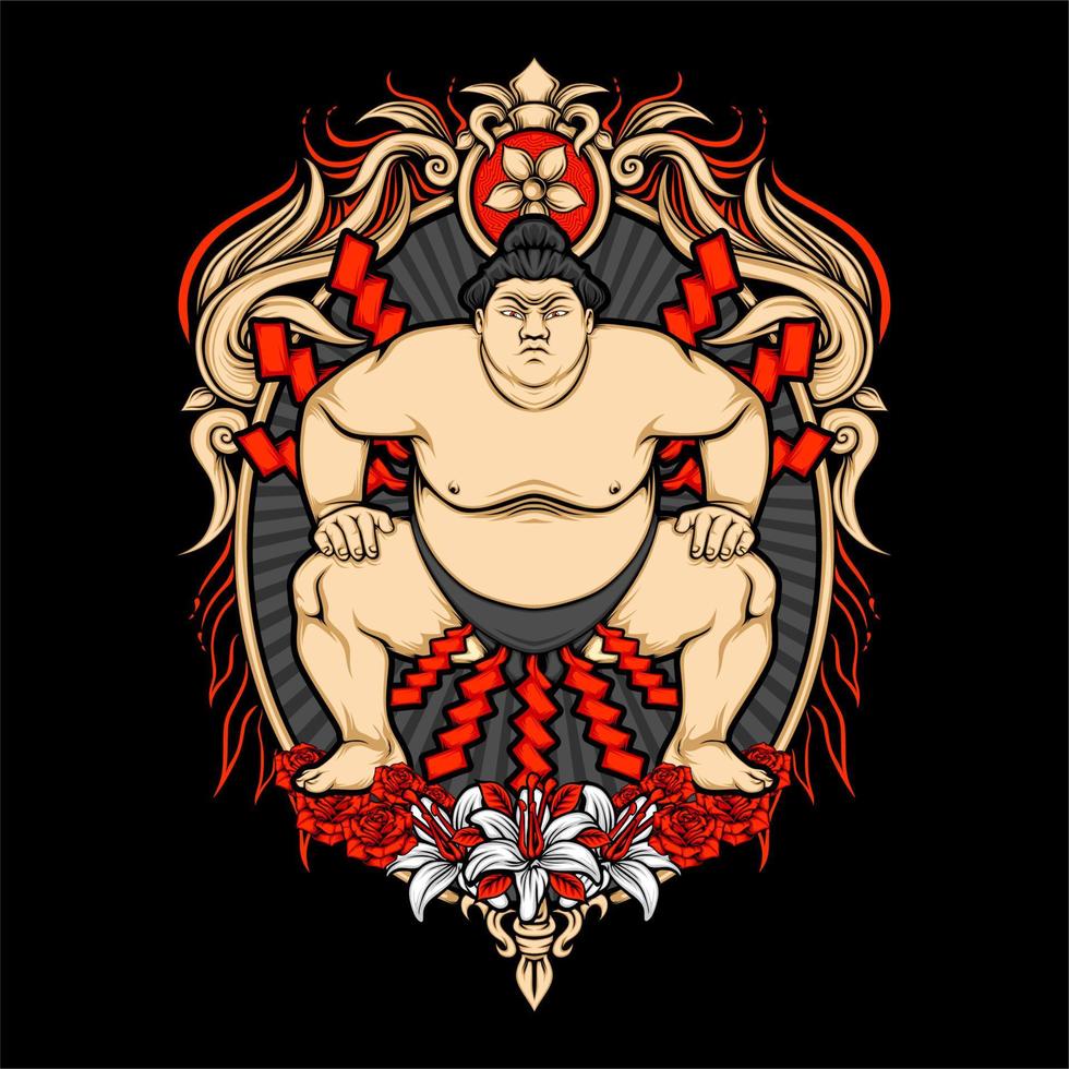 japansk sumo illustration vektor