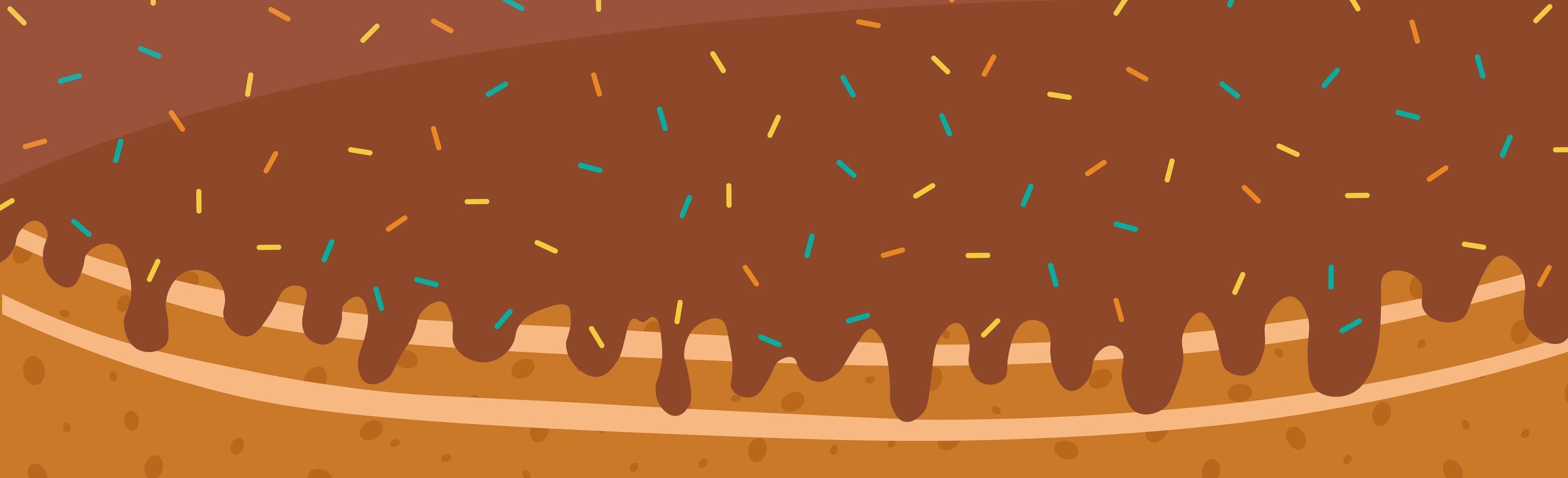 Panorama realistischer Schokoladenkuchenhintergrund, Webvorlage - Vektor