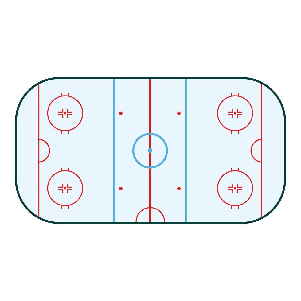 Eis Eishockey Eisbahn zeigen Faceoff Kreise und Tore im oben Aussicht vektor