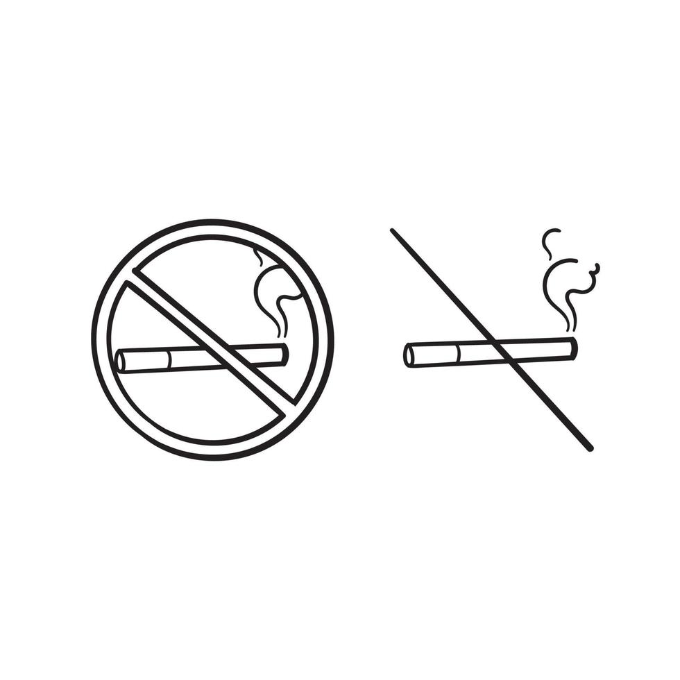 handritad doodle ingen rökning ikon illustration vektor