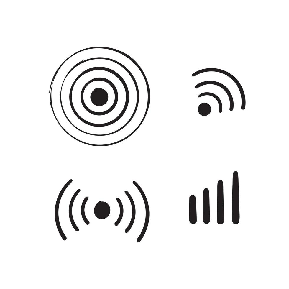 Hand gezeichneter Doodle-Radio- und Wi-Fi-Signalwellen-Illustrationsvektor vektor