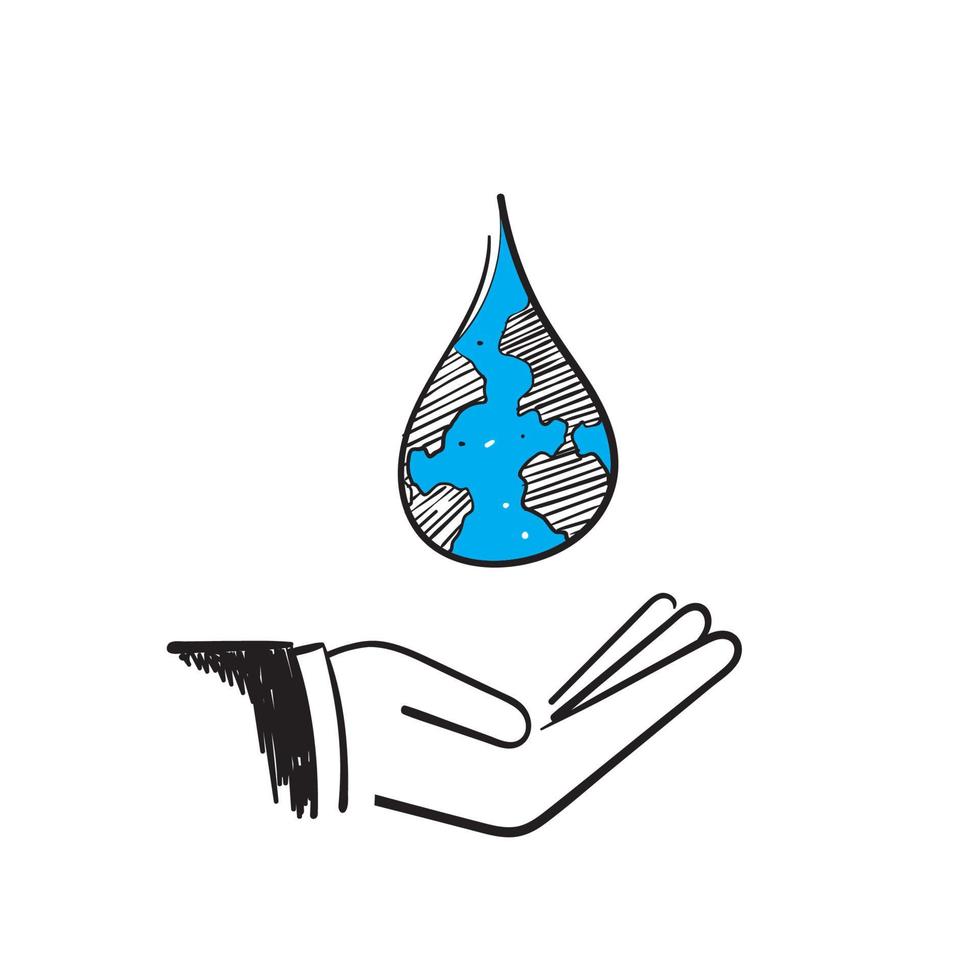 Hand gezeichnetes Gekritzel spart Wasserikonenillustrationsvektor vektor