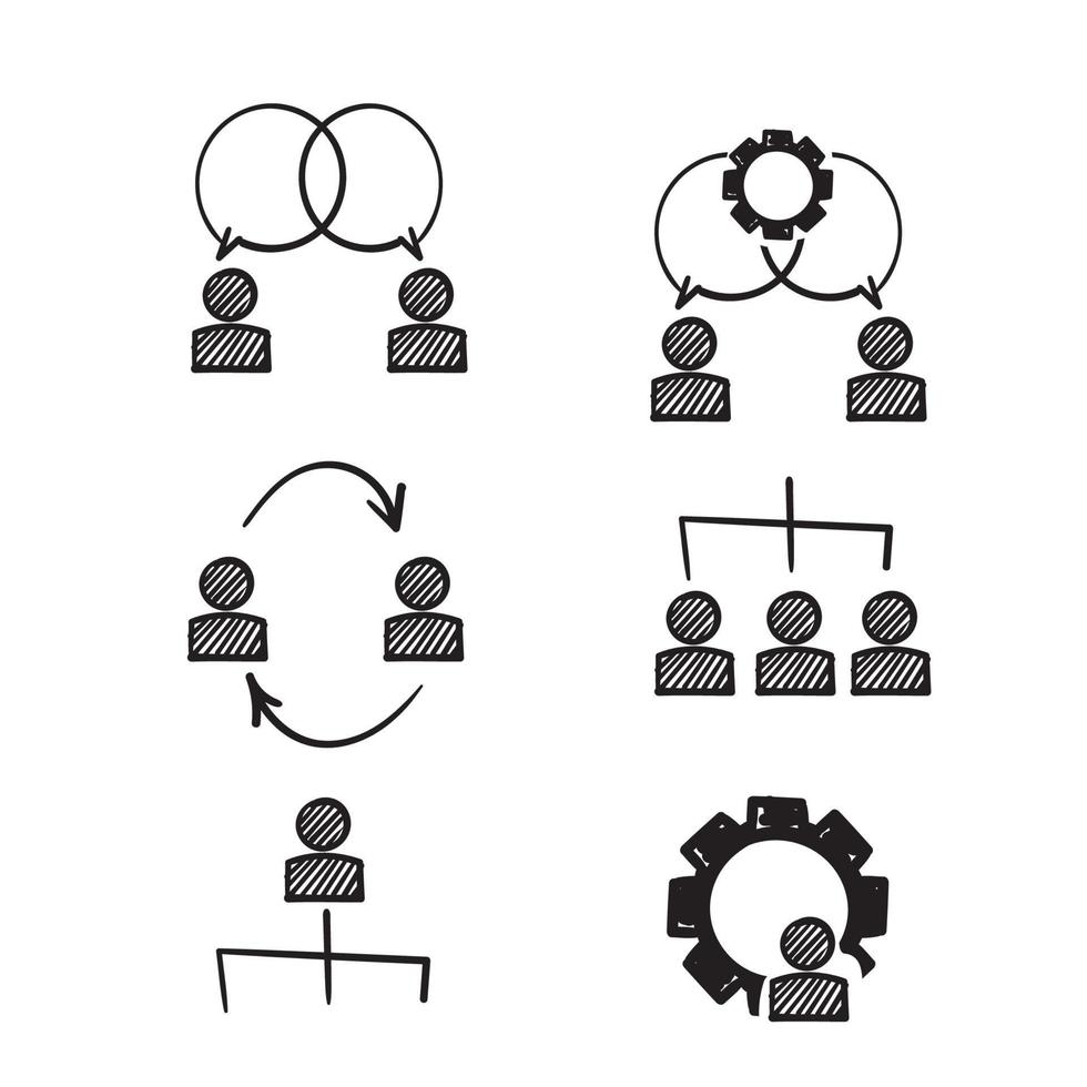 handgezeichnete Doodle Human Resources im Zusammenhang mit Linie Icon Set Illustration vektor