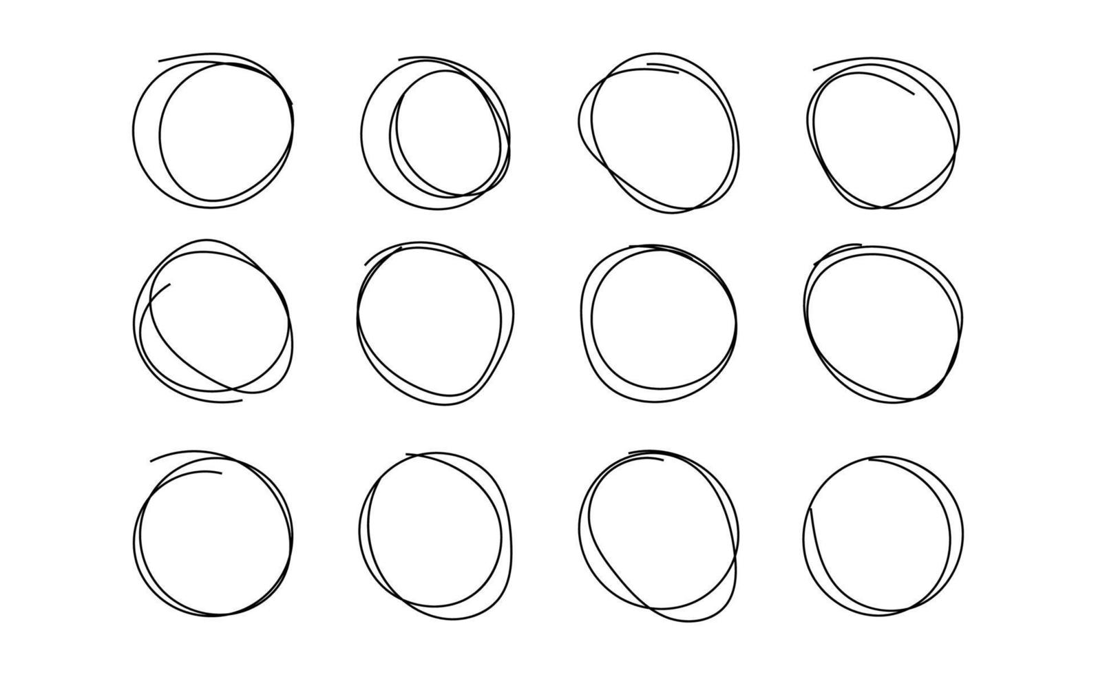 Kreis handgezeichnete Pinselstriche Sammlung. für verschiedene Hintergründe, Vorlagen, Banner, Poster usw vektor