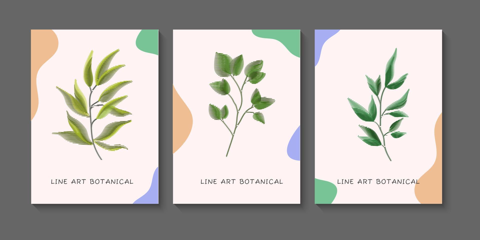abstrakt linje konst blad bakgrund vektor. botanisk blomsterkonst för väggdekoration och tryck. vektor