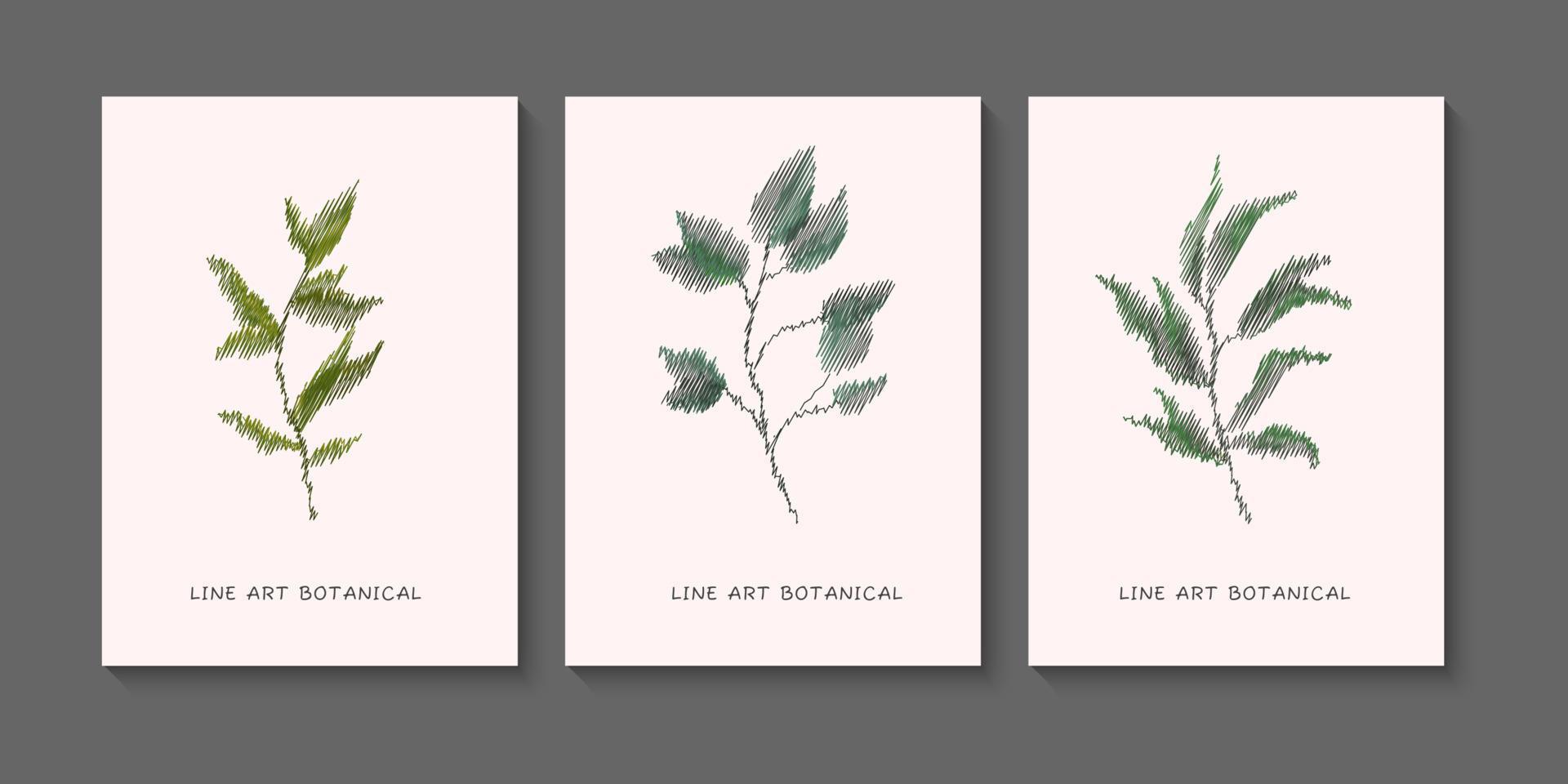 abstrakt linje konst blad bakgrund vektor. botanisk blomsterkonst för väggdekoration och tryck. vektor