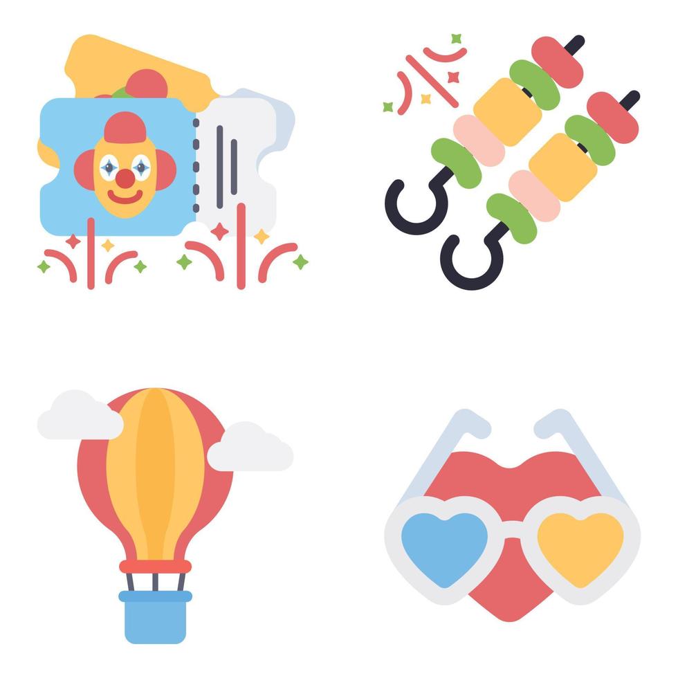 Karneval flache Icons Sets vektor