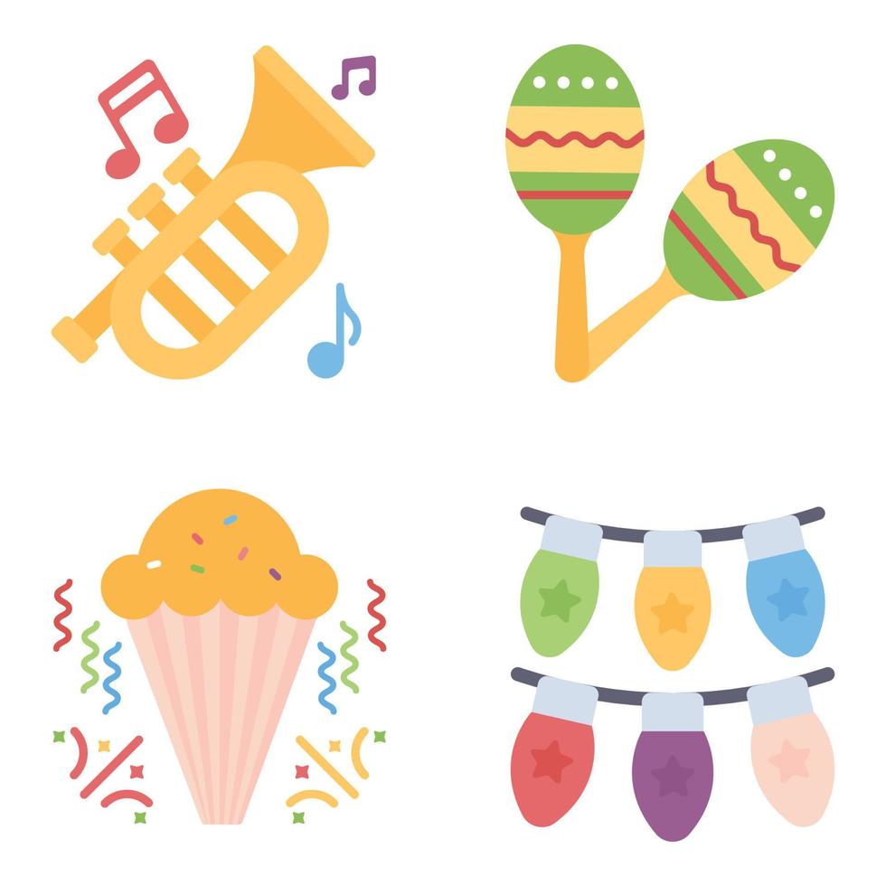 Karneval flache Icons Sets vektor