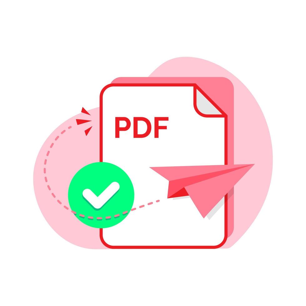 senden mit pdf-format datei konzept illustration flaches design vektor eps10. einfaches, modernes grafisches Element für Landing Page, leere Zustands-UI, Infografik, Symbol