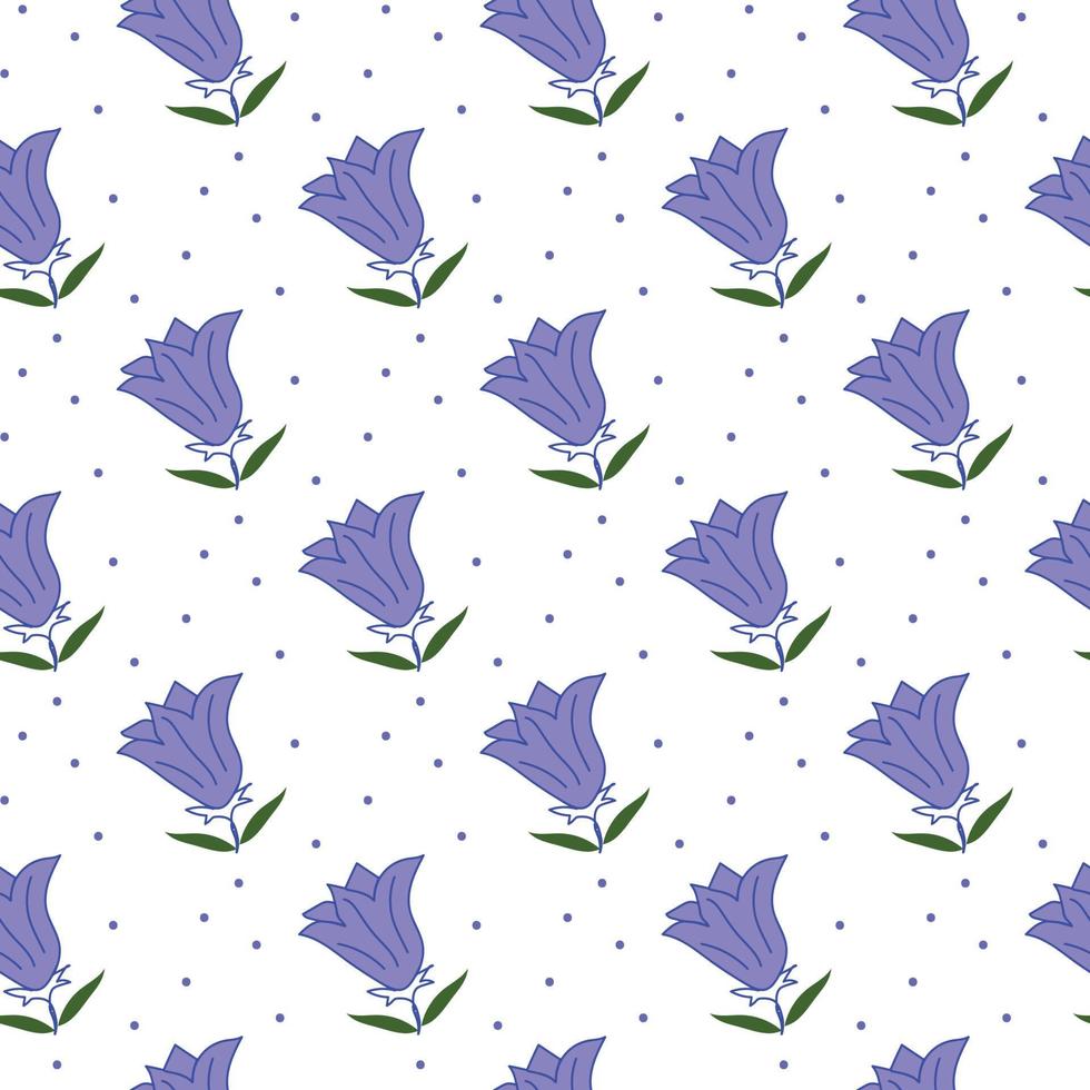 Bluebell Blume und Punkt nahtlose Musterdesign vektor