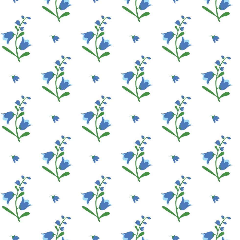 blåklocka blomma och blad sömlösa mönster design vektor