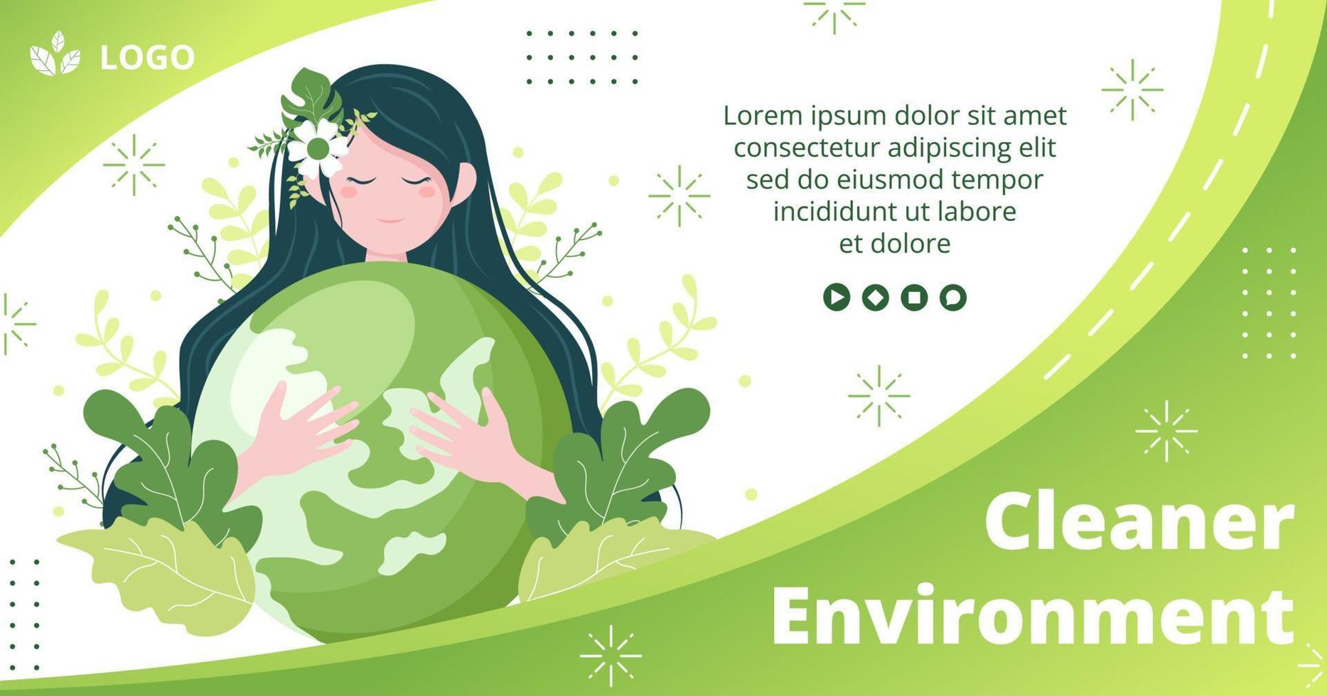 spara planet jorden postmall platt designmiljö med miljövänlig redigerbar illustration fyrkantig bakgrund till sociala medier eller gratulationskort vektor