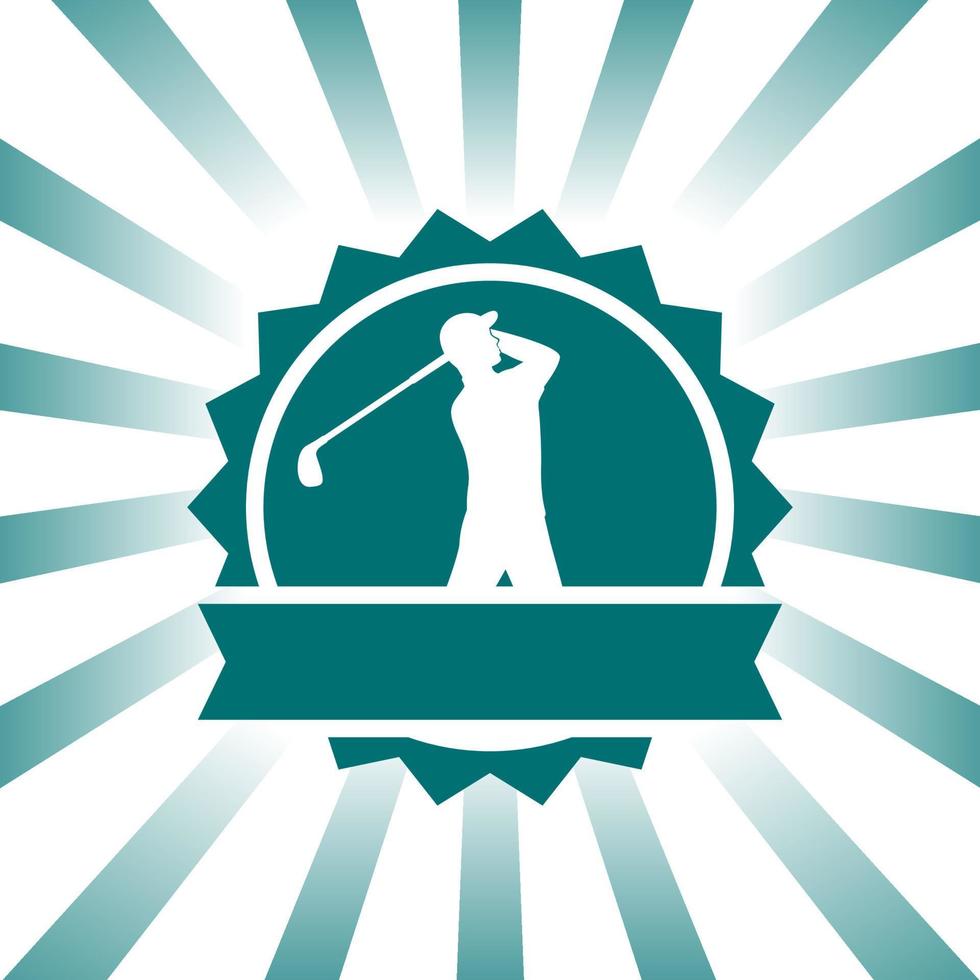 golfskylt, vintage märke, skylt, logotyp med man golfspelare, golfare svängande golfklubba, vektorillustration vektor