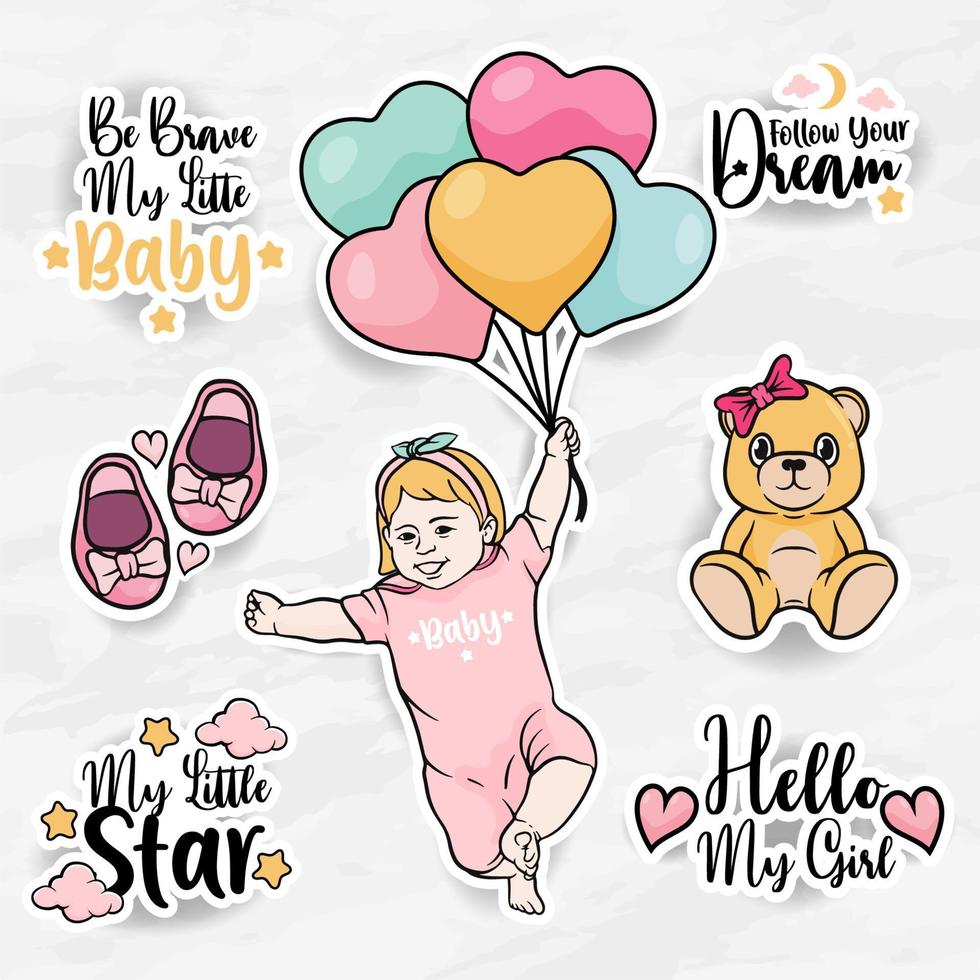 barnkammare klistermärken mamma håller baby clip art samlingar set vektor