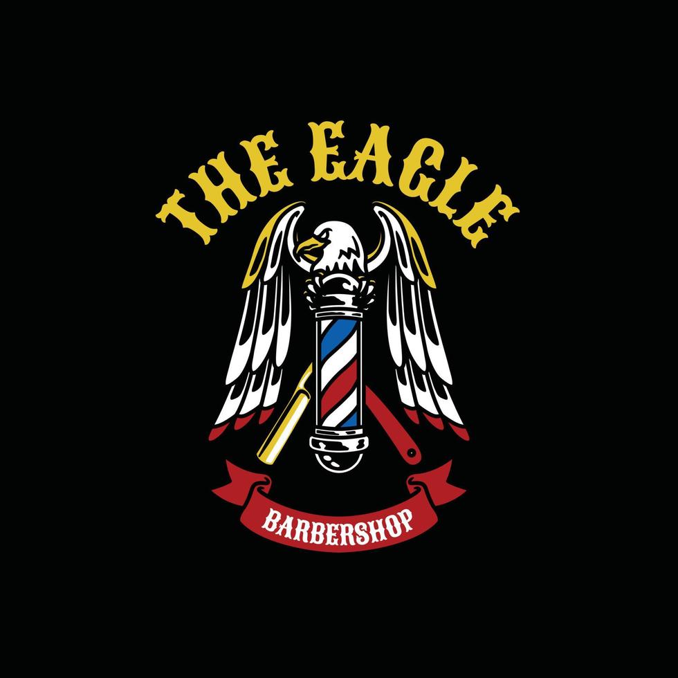 vintage eagle logotyp för barbershop. handgjorda vektorillustration vektor