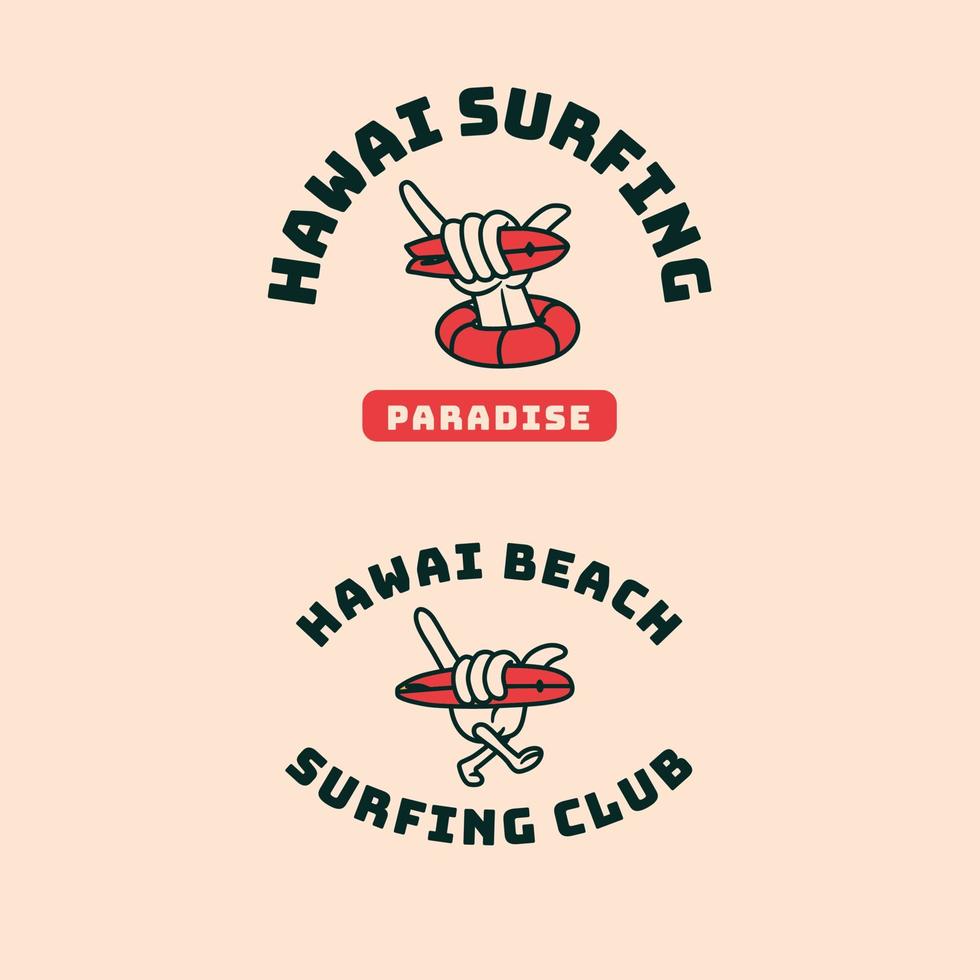 Vintage Surfclub-Logo-Abzeichen. handgemachte Vektorillustration vektor