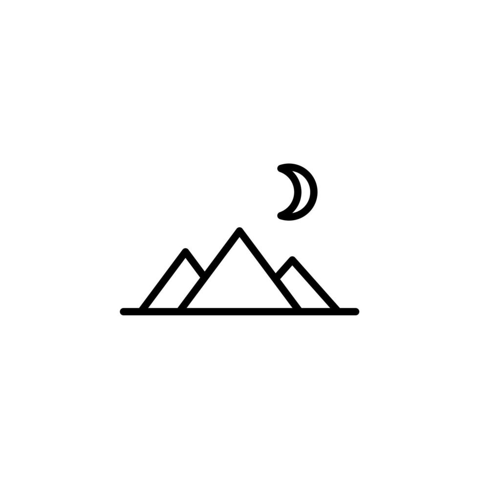 berg, kulle, montera, peak line ikon, vektor, illustration, logotyp mall. lämplig för många ändamål. vektor