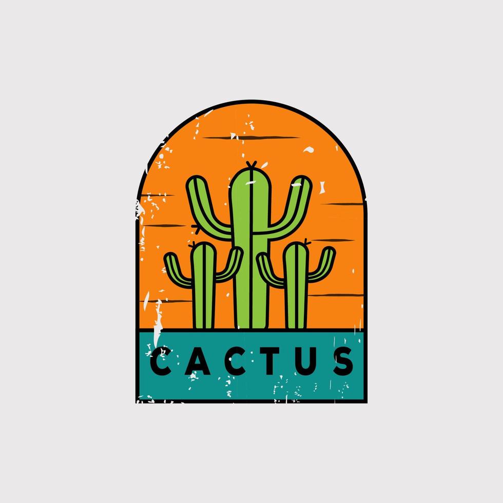 Retro-Kaktus-Logo-Vektor-Illustration-Design. Vintage Kaktus-Symbol. Wüstensymbol vektor