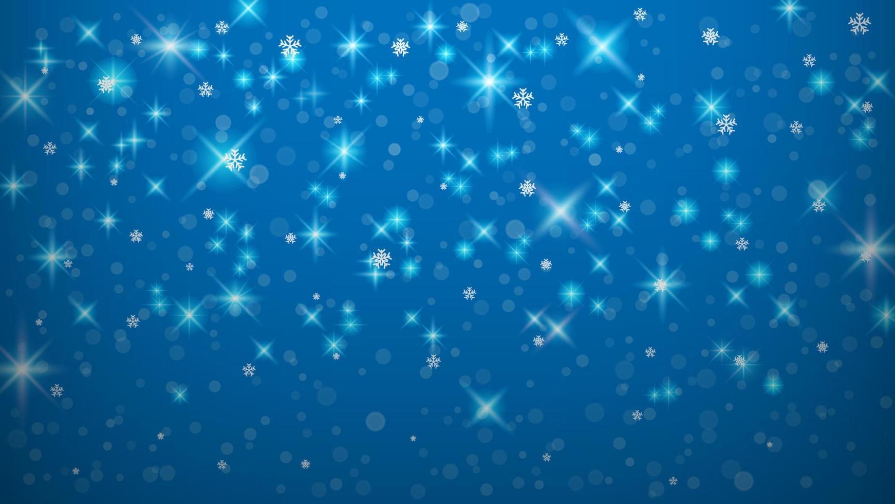 abstrakt ljus snöflinga på blå bakgrund, jul bakgrund, vektor illustration