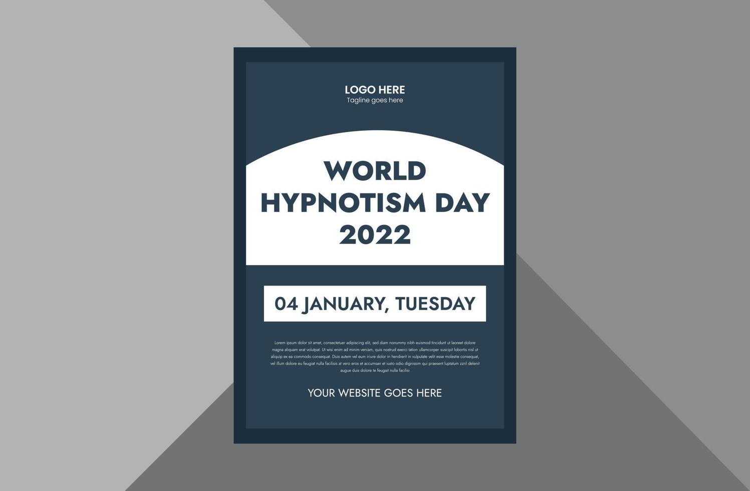 världen hypnotism dag flyer mall. 4 januari World hypnotism day awareness flyer design, poster, cover, print ready vektor