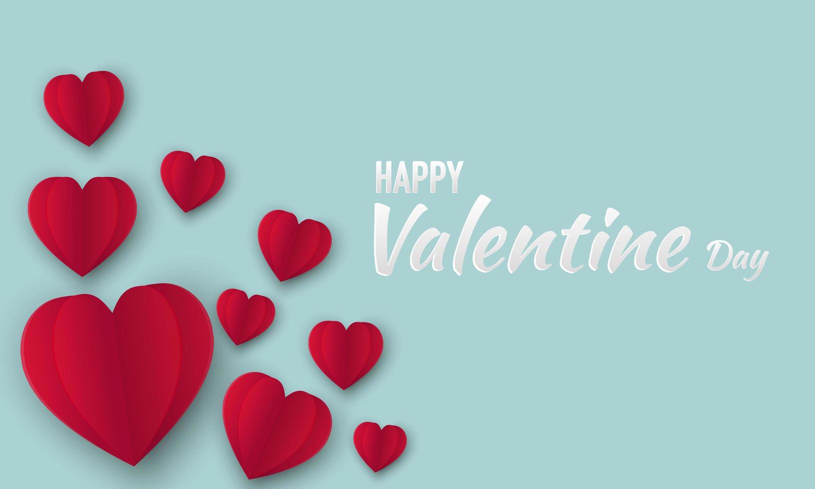 illustration av kärlek och alla hjärtans dag med hjärtballong, gåva och moln. papperssnitt stil. vektor illustration