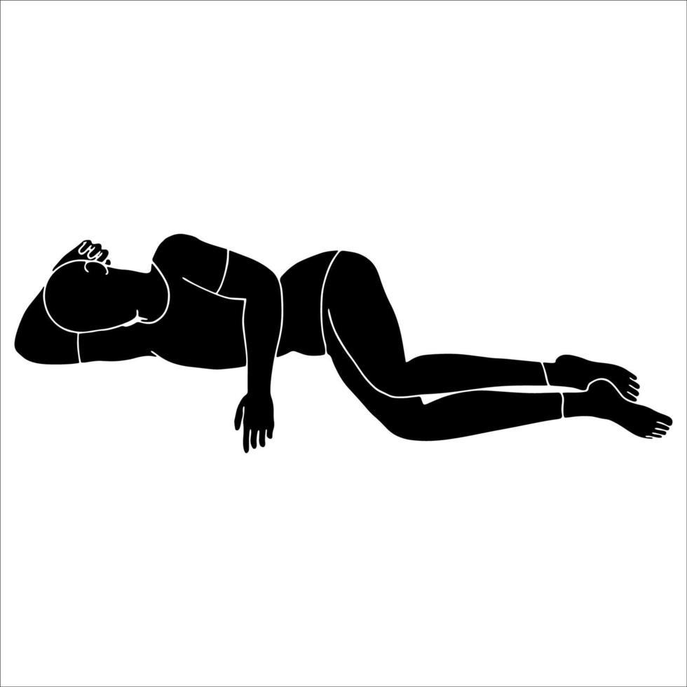 ein Männer schlafen auf dem Boden Charakter Silhouette Illustration auf weißem Hintergrund. vektor