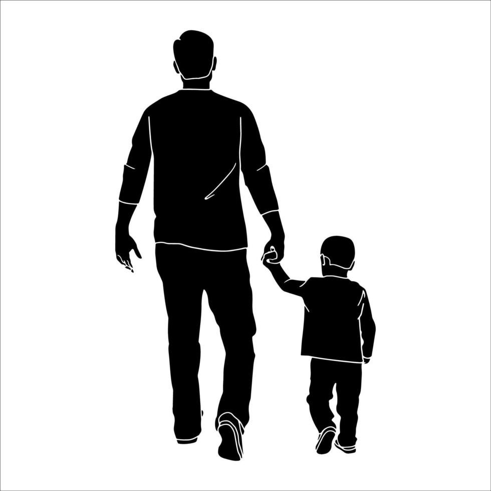Vater und Kind handgezeichnete Vektor-Illustration. vektor