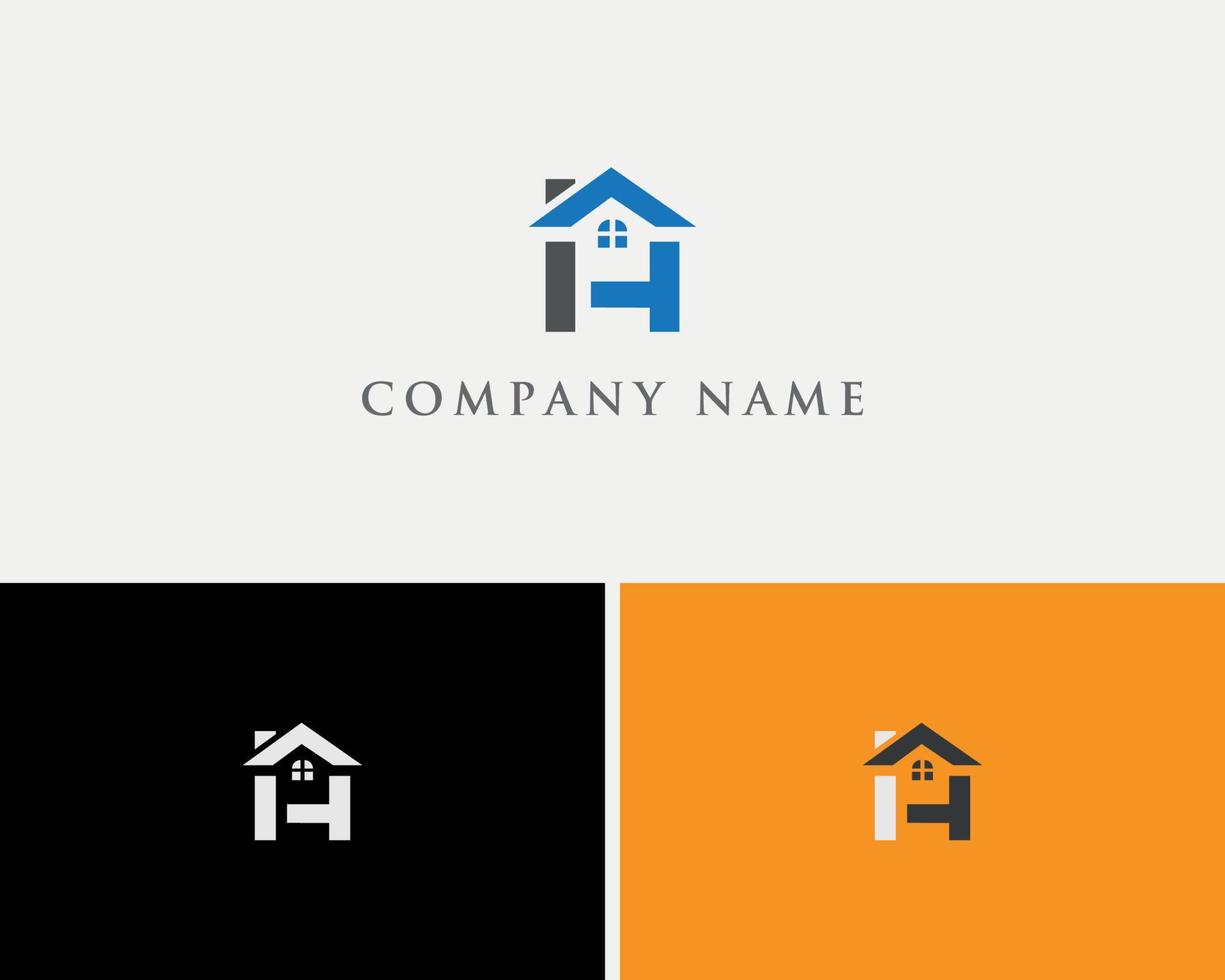 ih Haus Logo-Design-Vorlage vektor