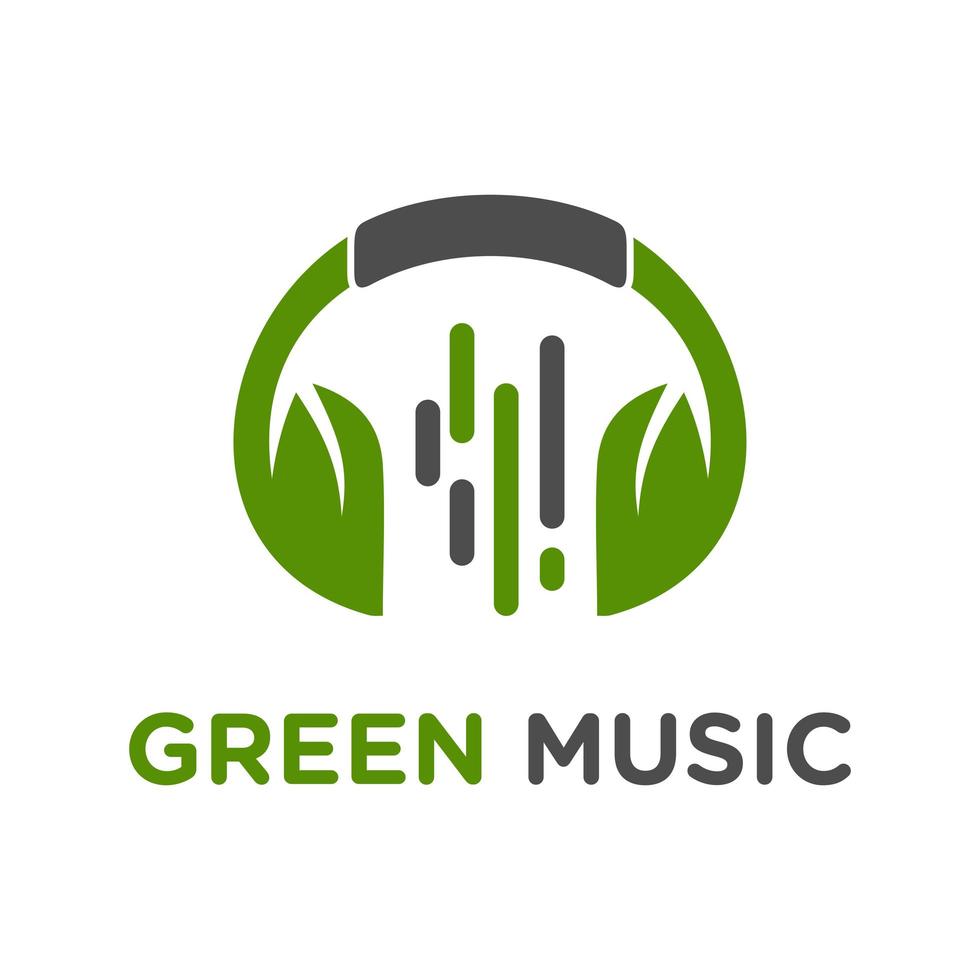 grünes Kopfhörer-Musik-Logo-Design vektor