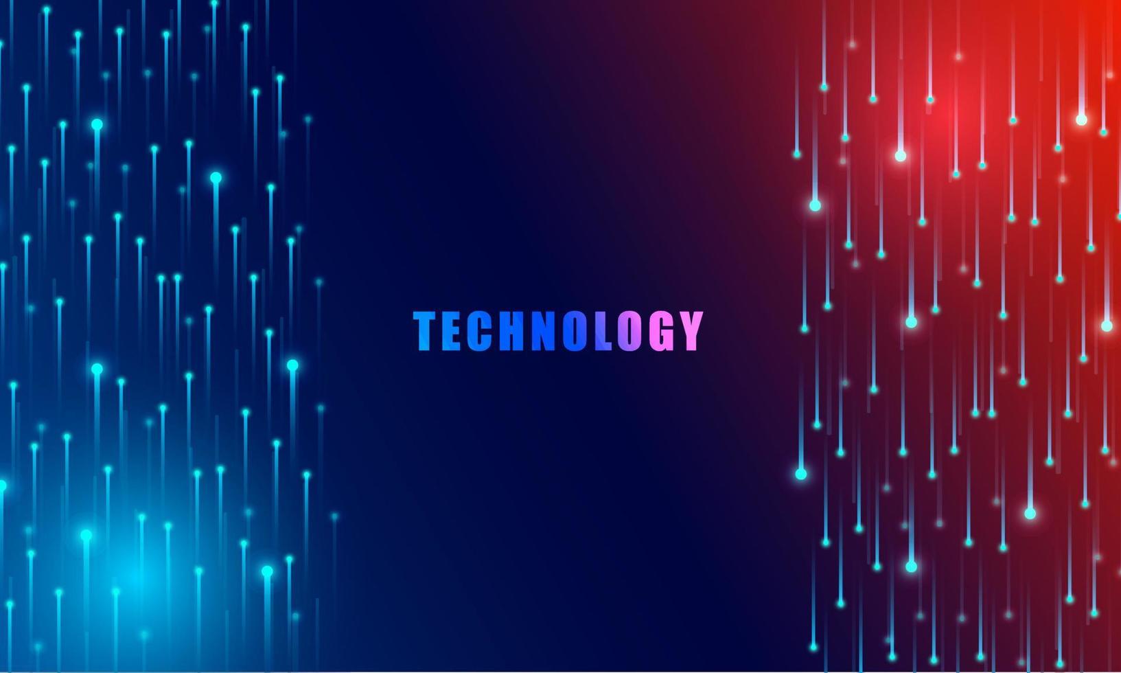 abstrakter Technologiekonzept-Partikel-Verbindungshintergrund mit blauen und roten Lichtern. vektor