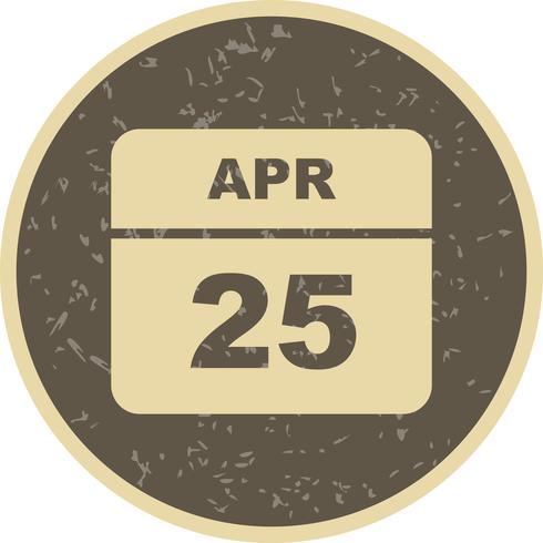 25. April Datum an einem Tageskalender vektor