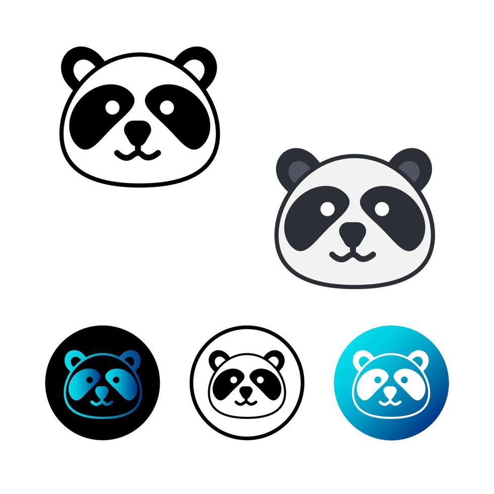 platt panda huvud ikon illustration vektor