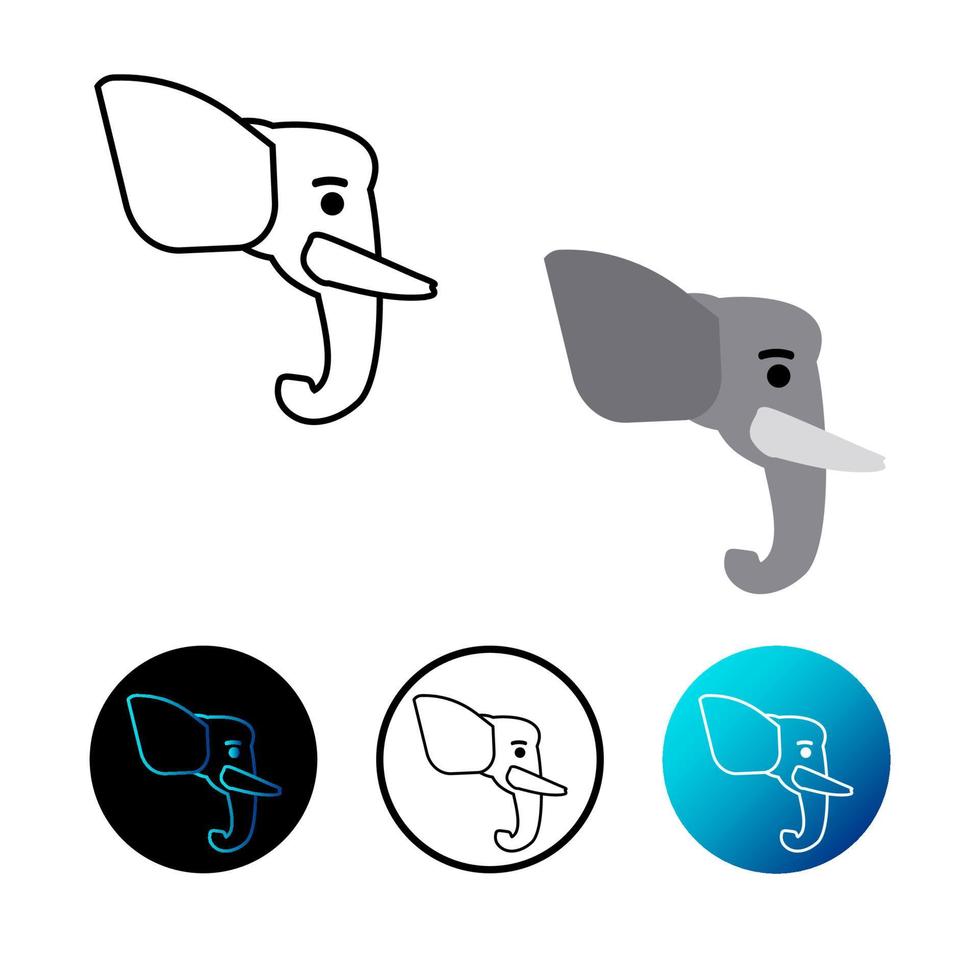 flache Elefantenkopf-Symbolillustration vektor