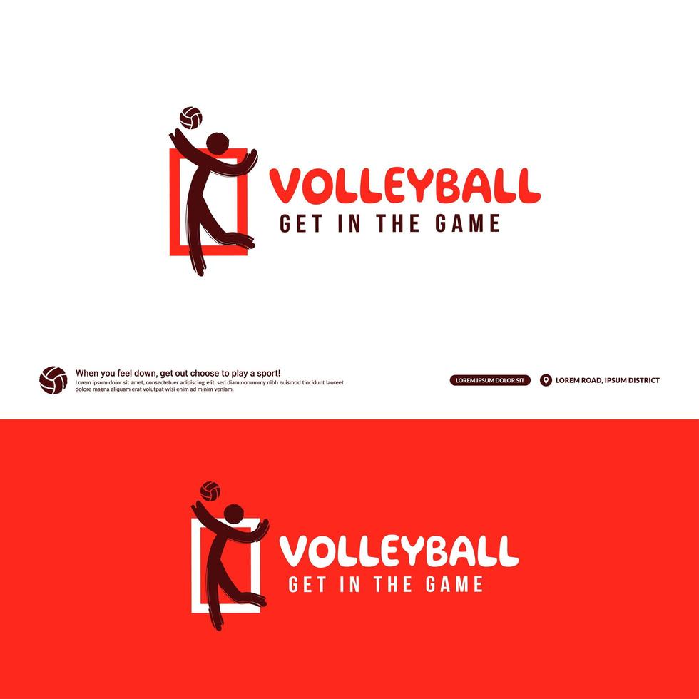 Volleyball-Club-Logo-Design-Vorlage, Volleyball-Turnier-Logo-Konzept. Volleyball-Team-Identität isoliert auf weißem Hintergrund, abstrakte Sportsymbol-Design-Vektorillustrationen vektor