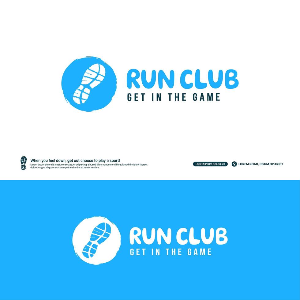 Runing Club Logo-Design-Vorlage, Turnier-Logo-Konzept ausführen. Marathon-Team-Identität isoliert auf weißem Hintergrund, abstrakte Sportsymbol-Design-Vektorillustrationen vektor